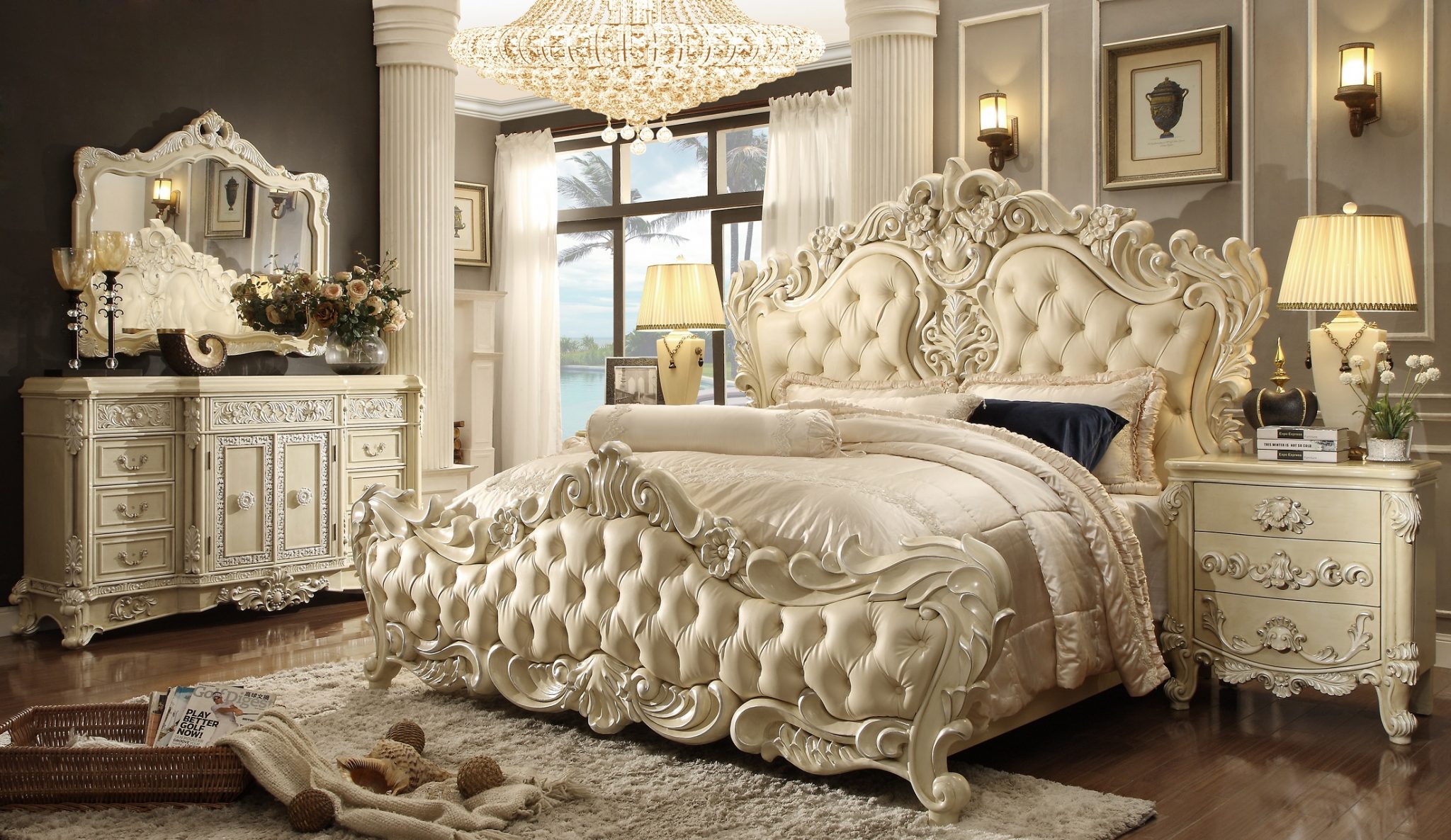 HD-5800 Homey Design 5Pc Imperial Palace Bedroom Set - USA Furniture
