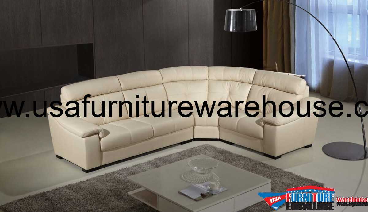 Diva Italian TopGrain Dark Cream Leather Sectional Set