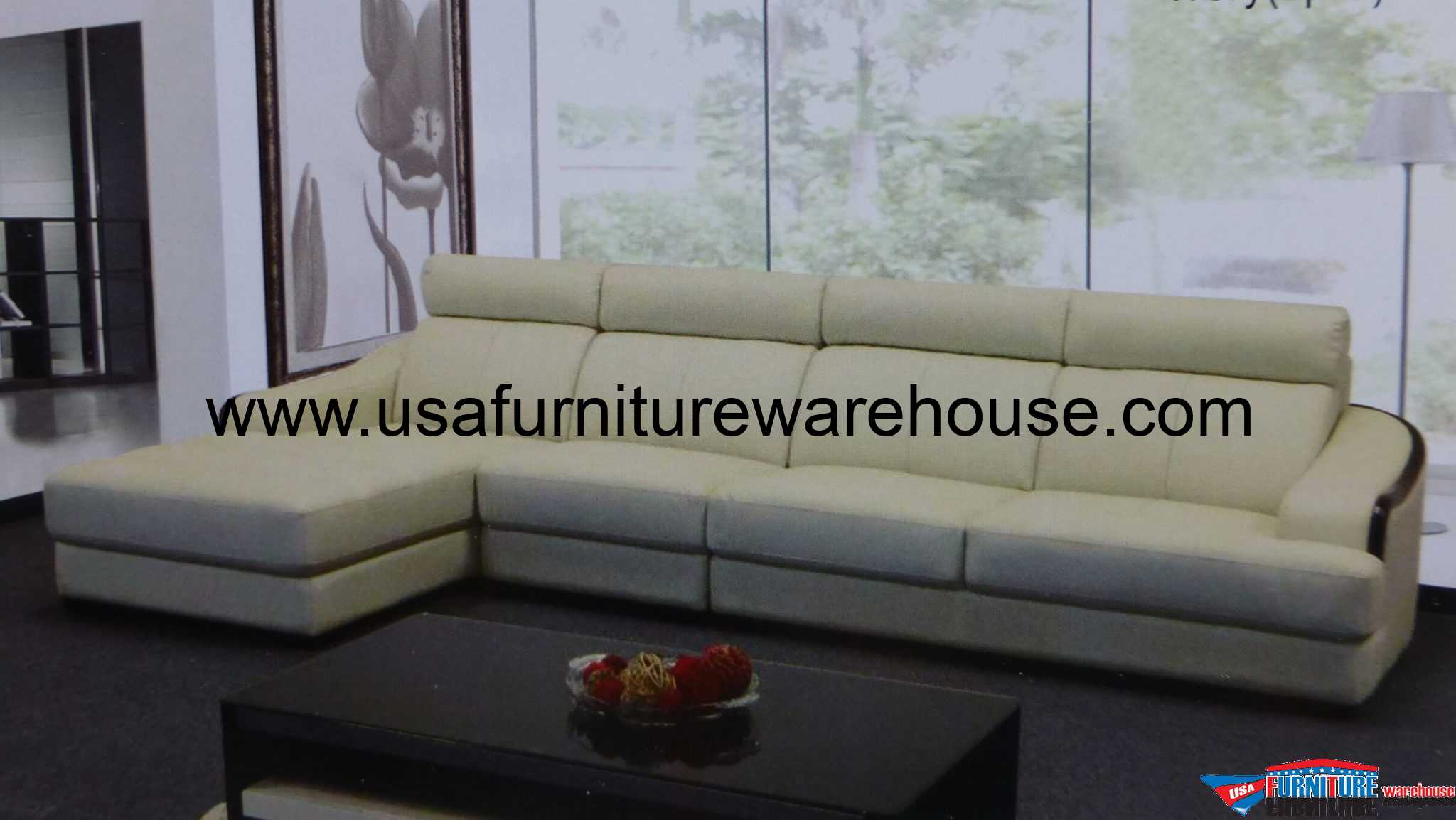 Preludio Ivory Leather Modern Sectional Set