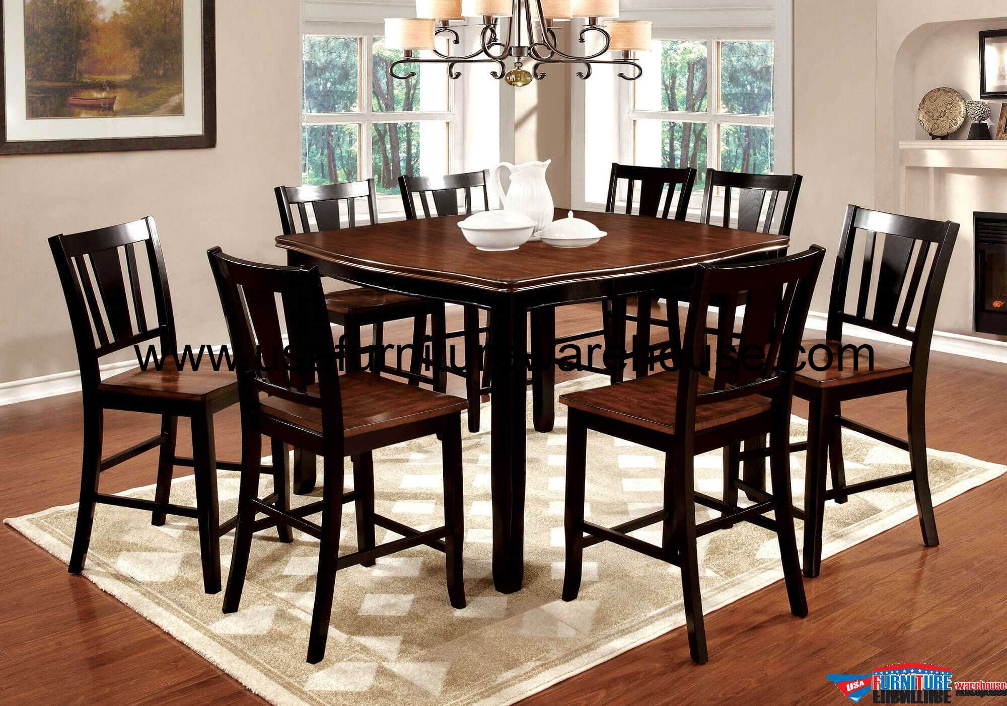 Piece Dover Counter Height Dining Set in Black amp; Cherry Finish