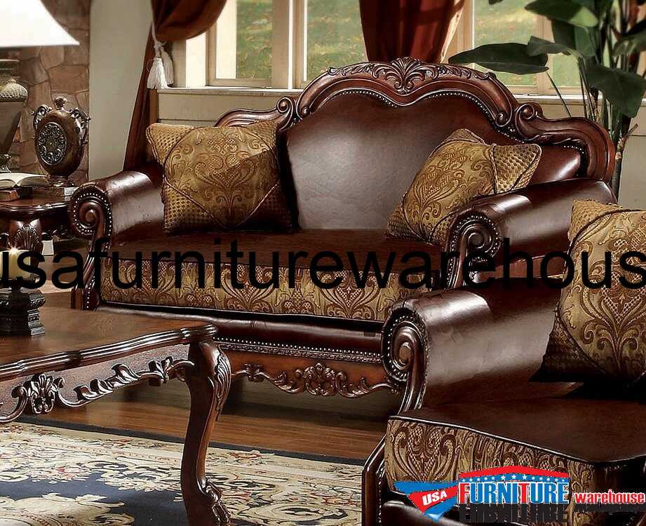 Dresden Wood Trim Loveseat in Cherry Finish USA Furniture Warehouse
