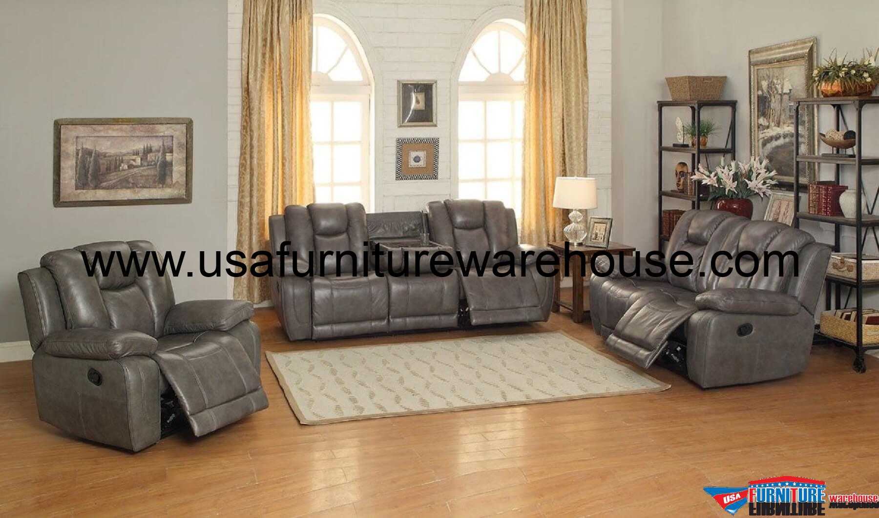 3 Piece Austin Top Grain Leather Reclining Set