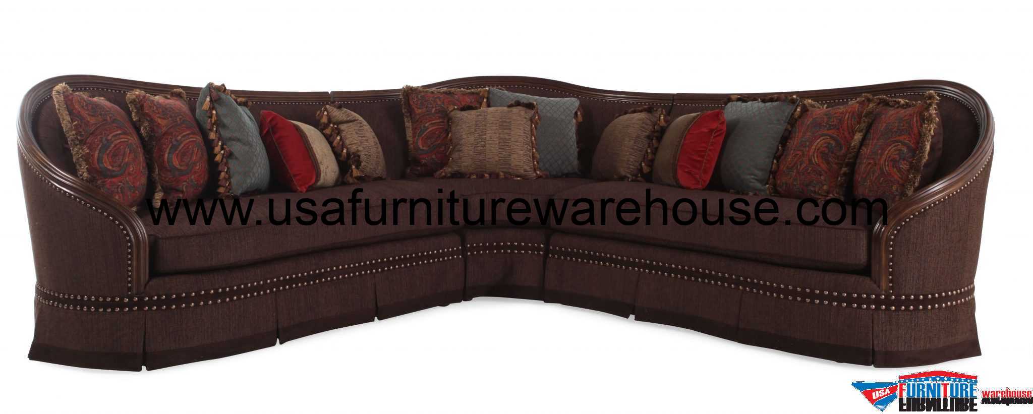 A.R.T Furniture Gracious 3 Piece Wood Trim Sectional Sofa
