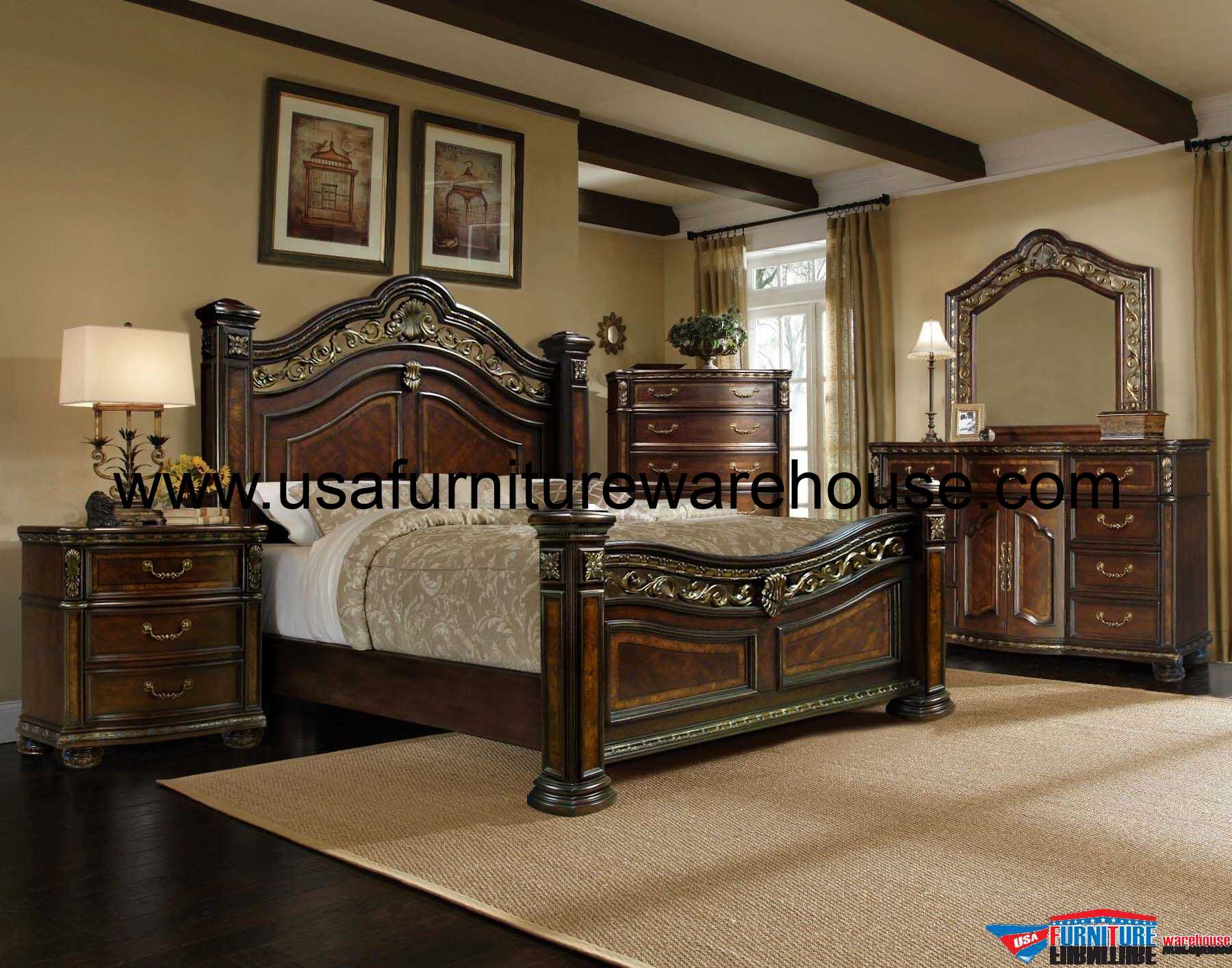 4 Piece Mcferran B163 Rodeo Panel Bedroom Set - USA Furniture
