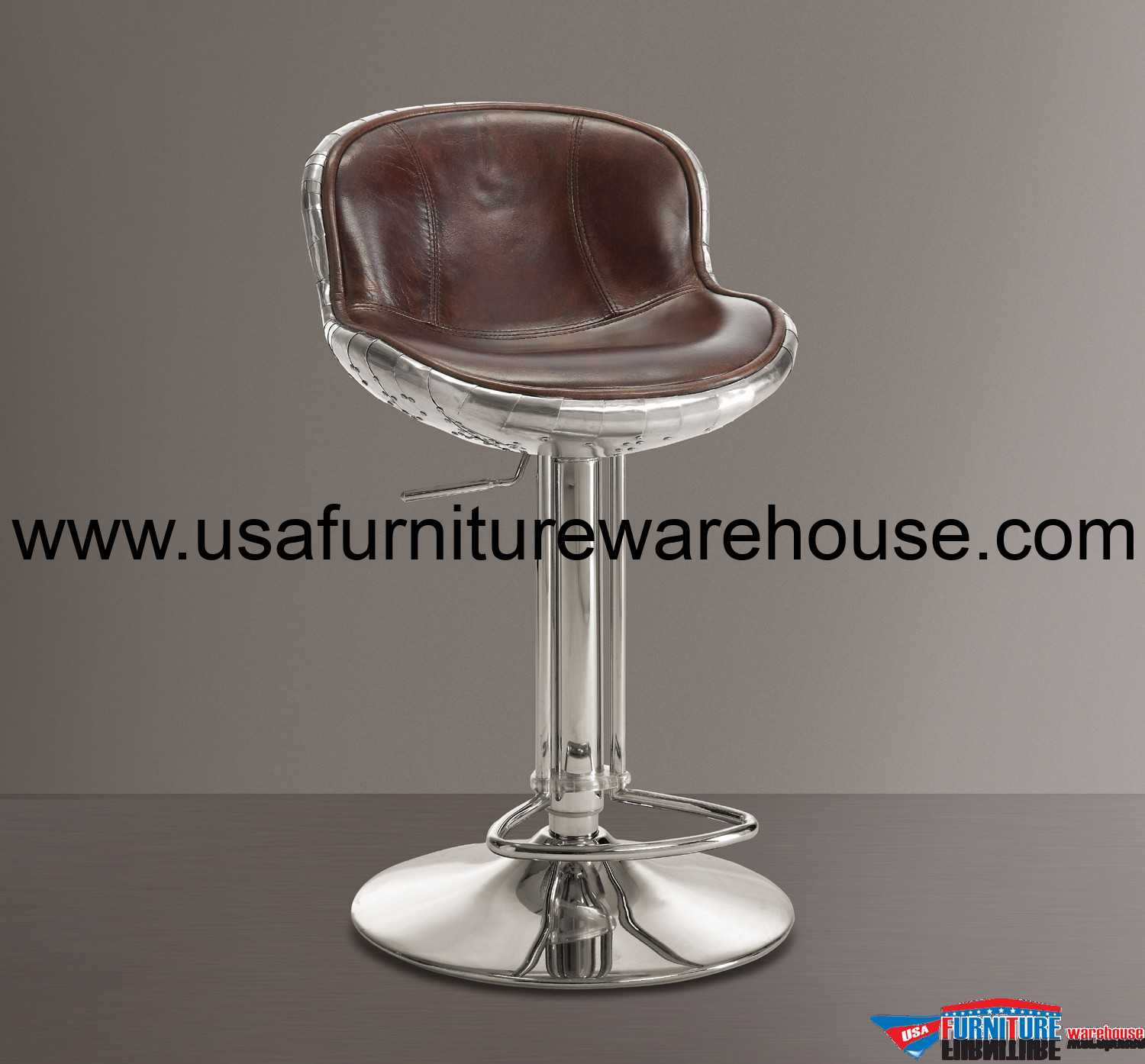 Acme Brancaster Brown Leather Swivel Bar Stool
