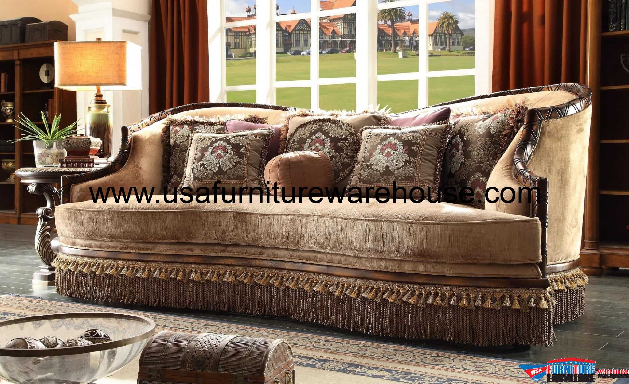 Homey Design HD-1631 Tyler Wood Trim Sofa