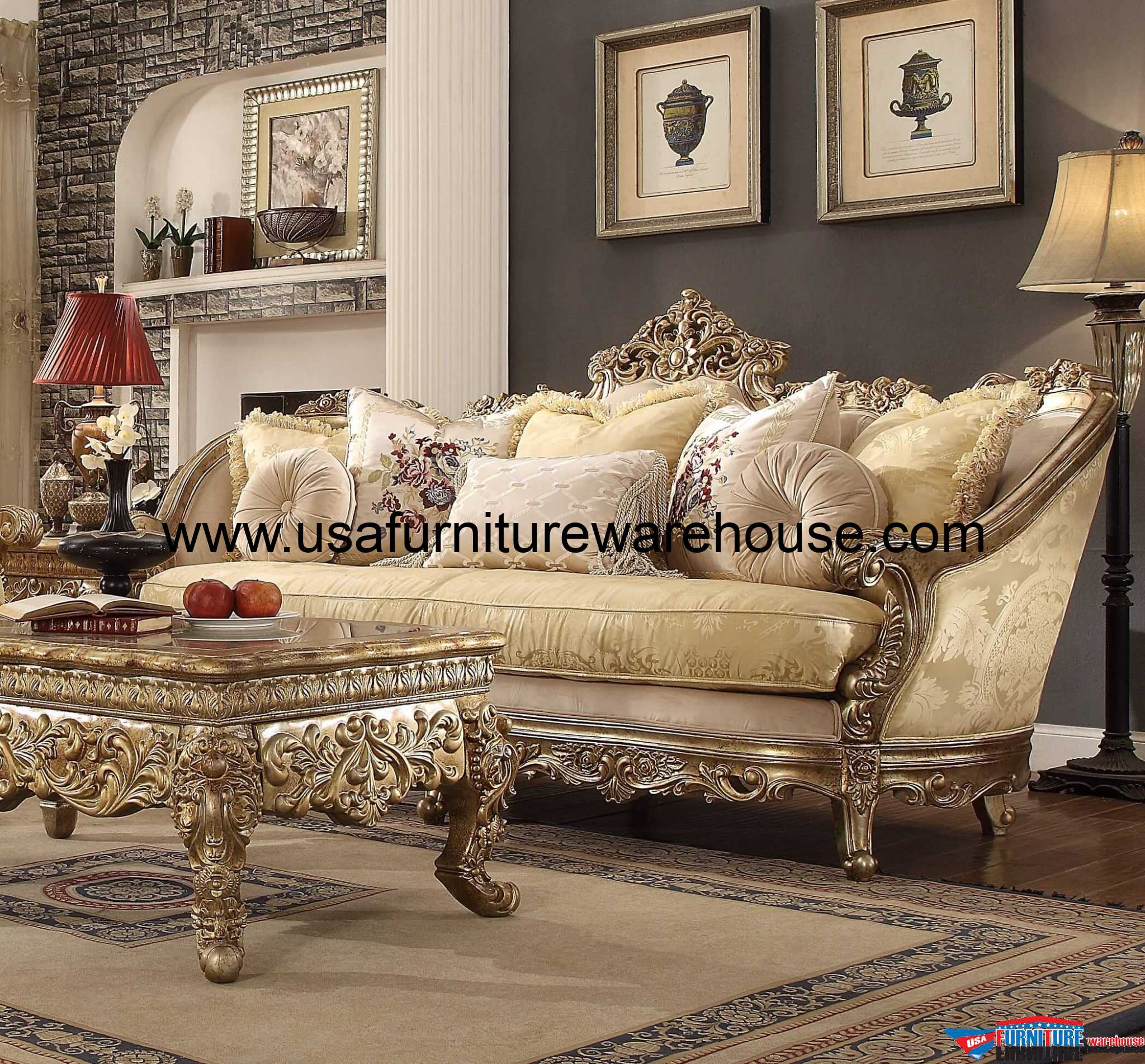 Homey Design HD2626 Esperanza Wood Trim Sofa