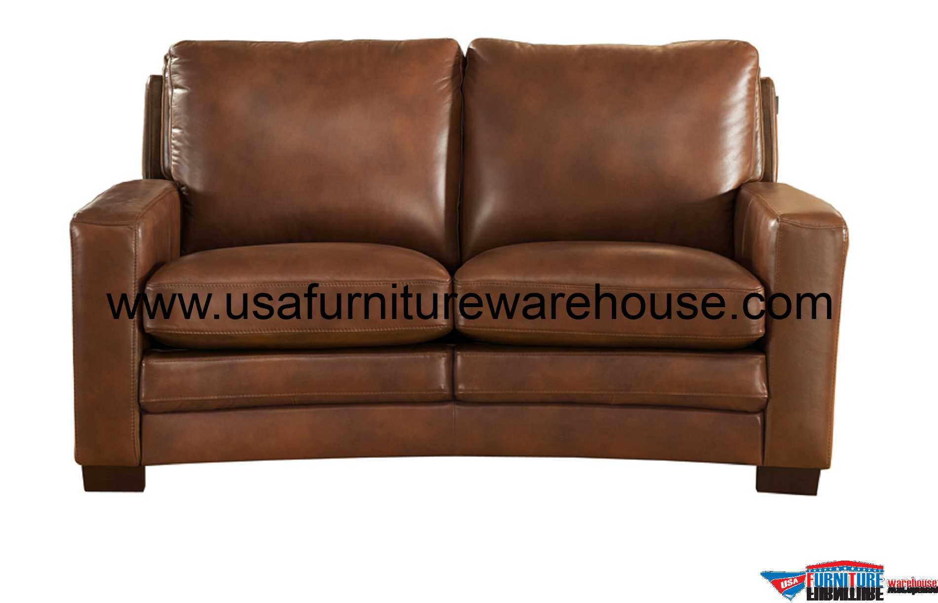 Joanna Full Top Grain Brown Leather Loveseat