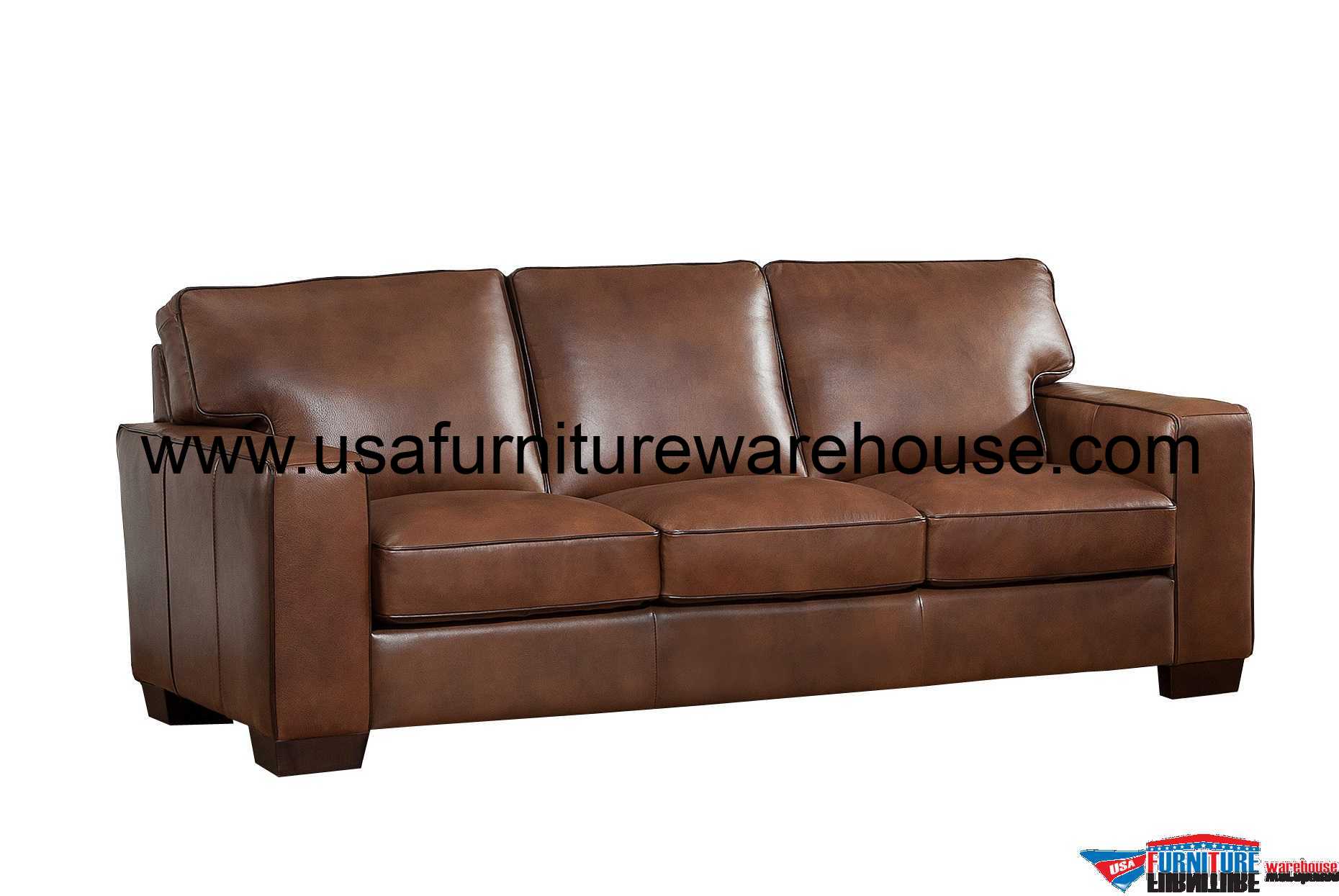 teal contemporary top grain leather sofa