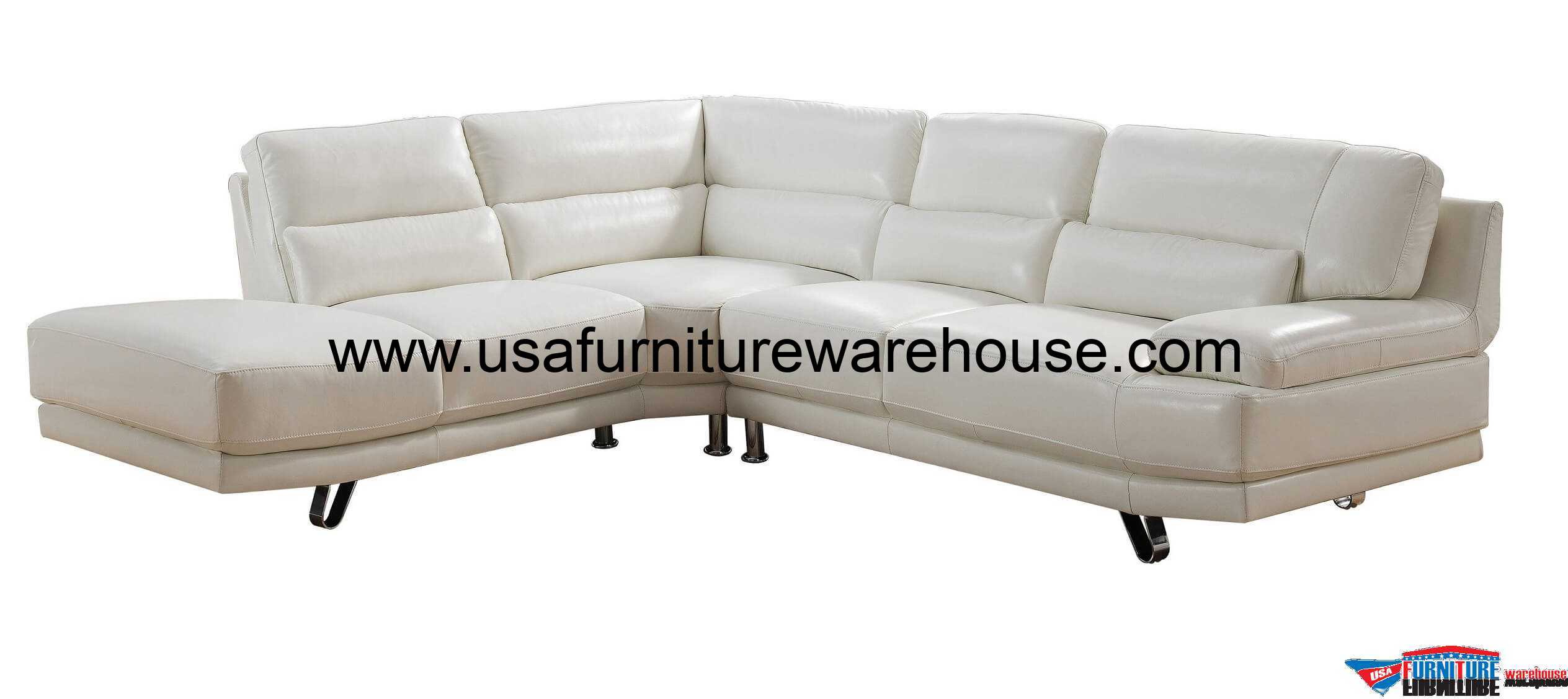 Vivian Full Top Grain Ivory White Leather Sectional