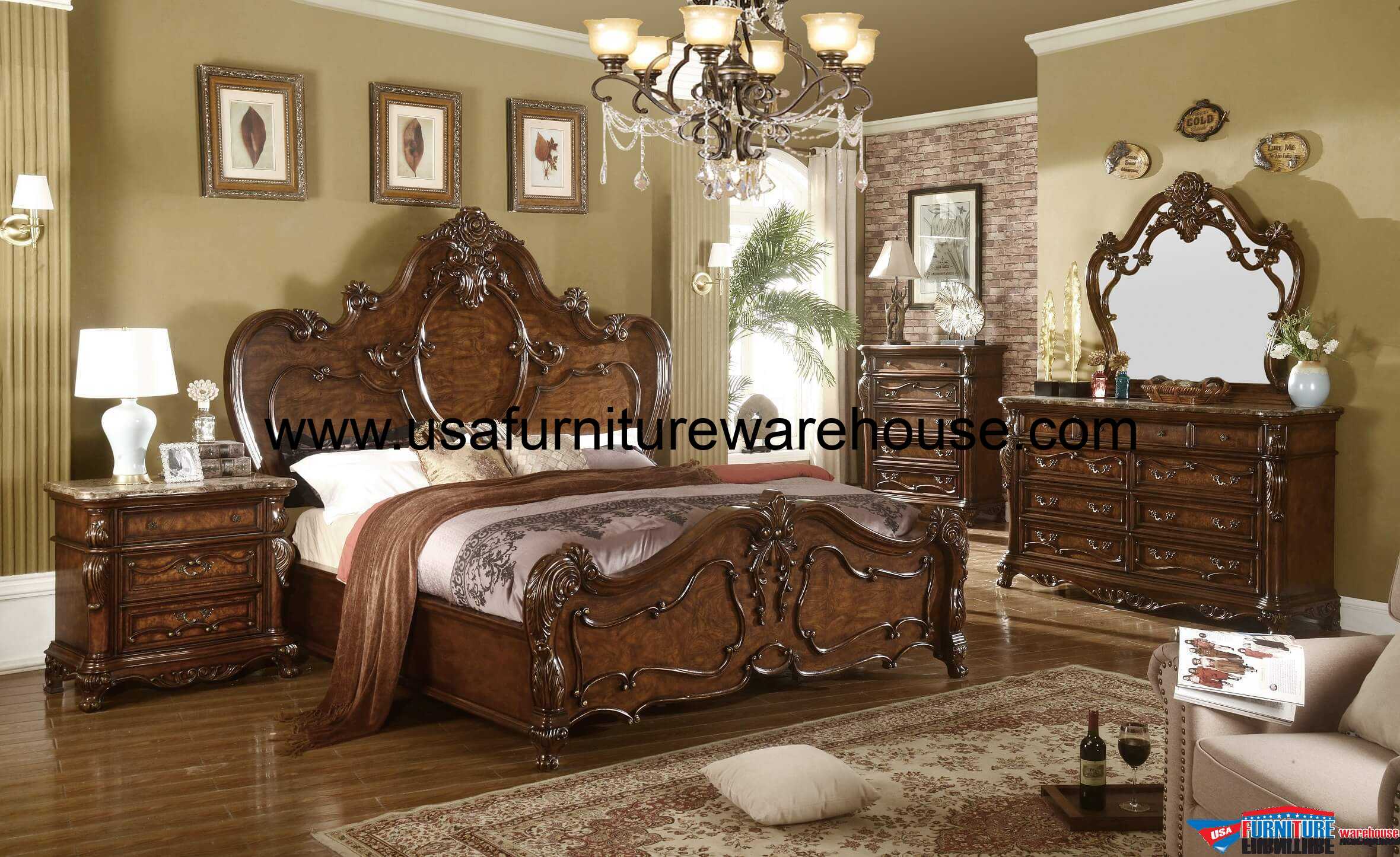 4 Piece Mcferran B7189 Nottingham Bedroom Set USA Furniture Warehouse