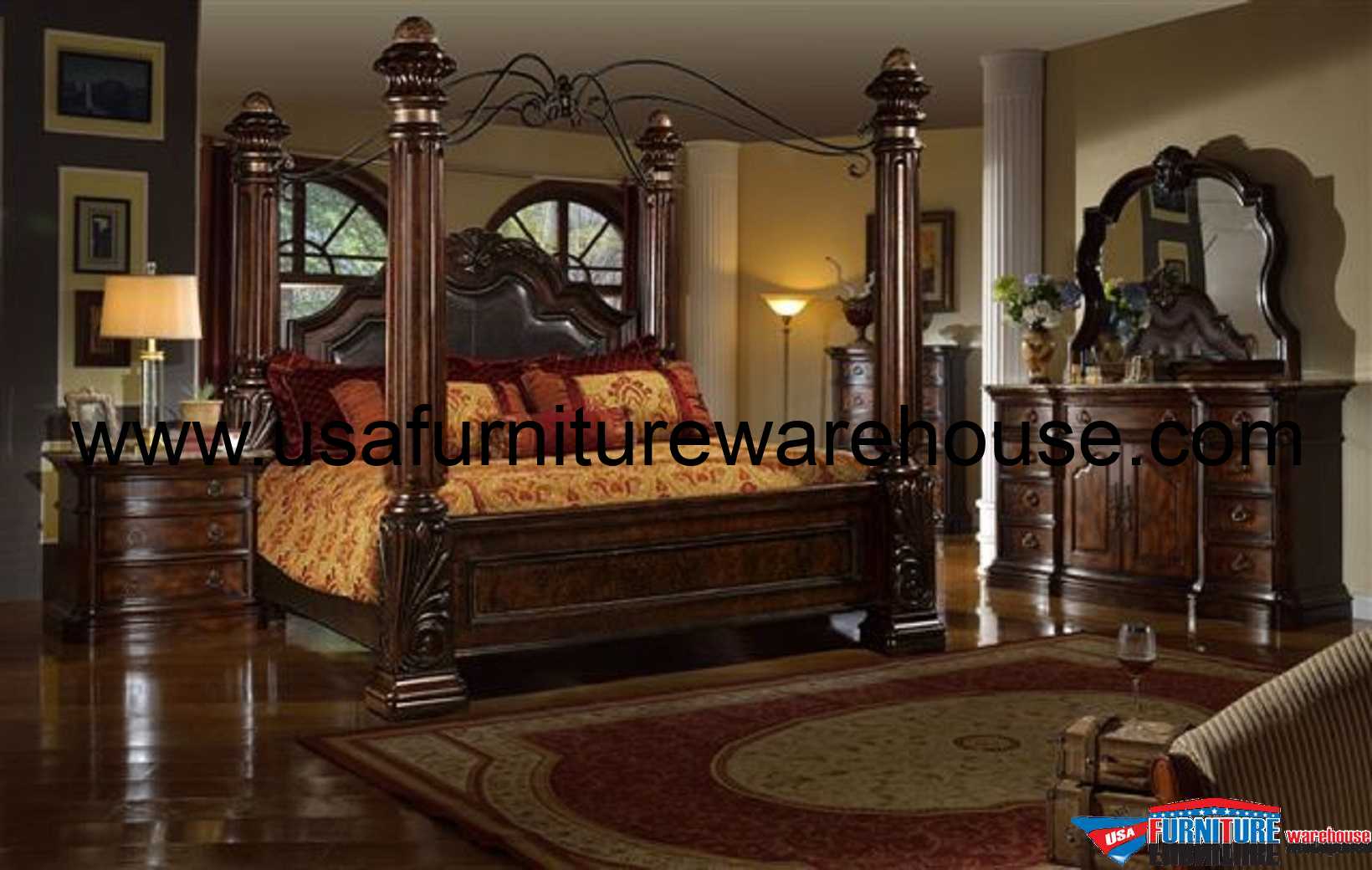 McFerran Castellino Leather Poster Bedroom Set B8000 McFerran Castellino Leather Poster Bedroom Set B8000