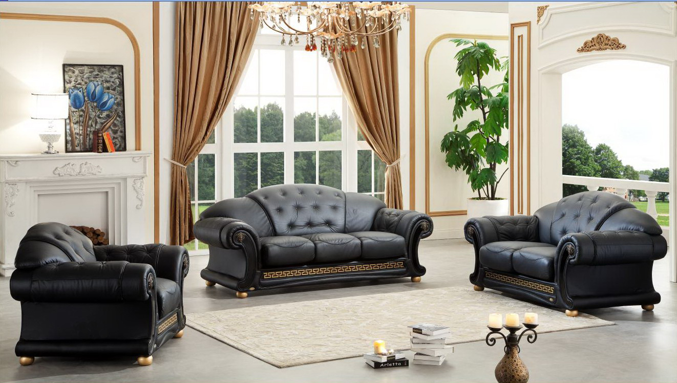 Versace Italian Leather  Classic Sofa Set USA Furniture  