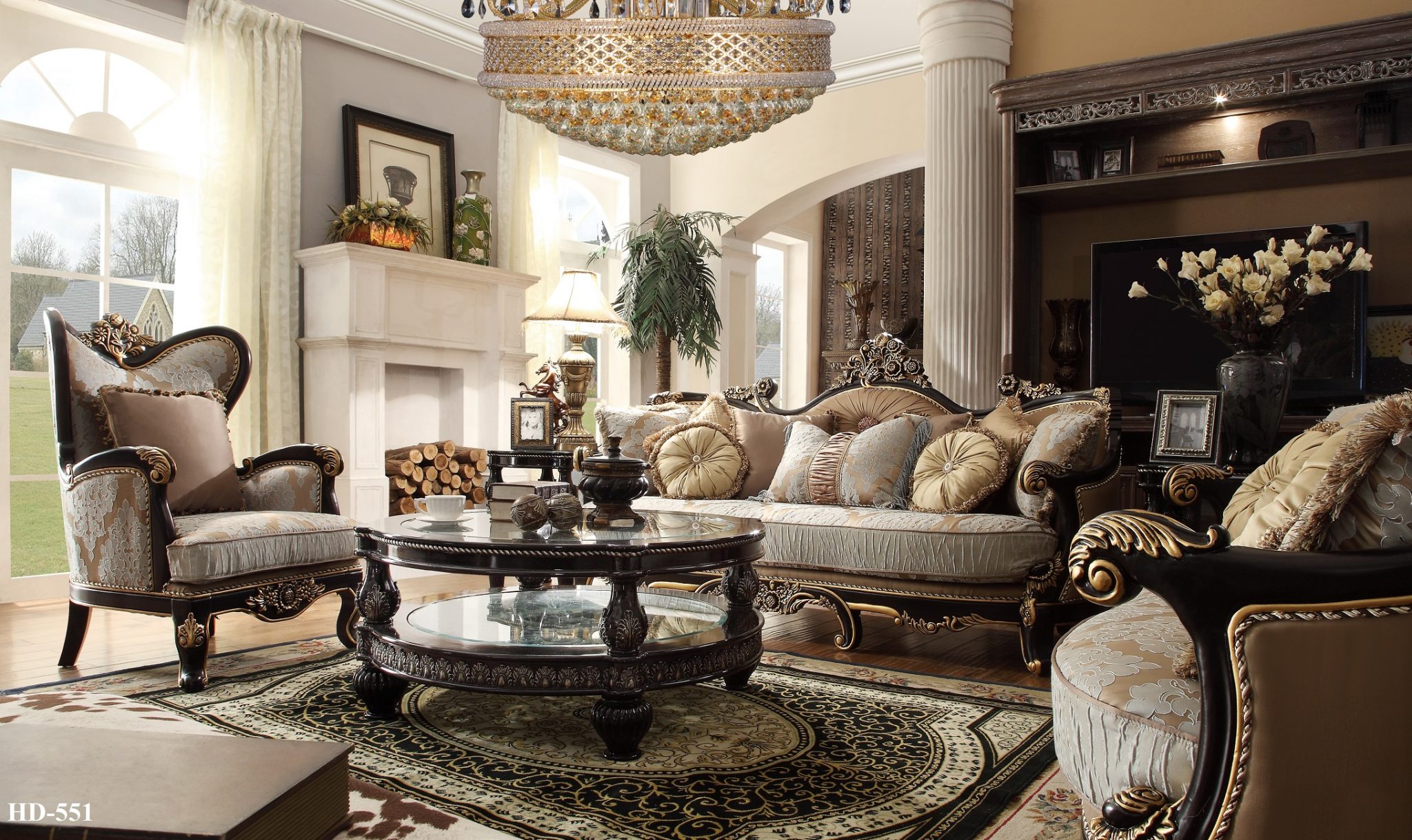 Hd 551 Homey Design Luxury Fabric Living Set