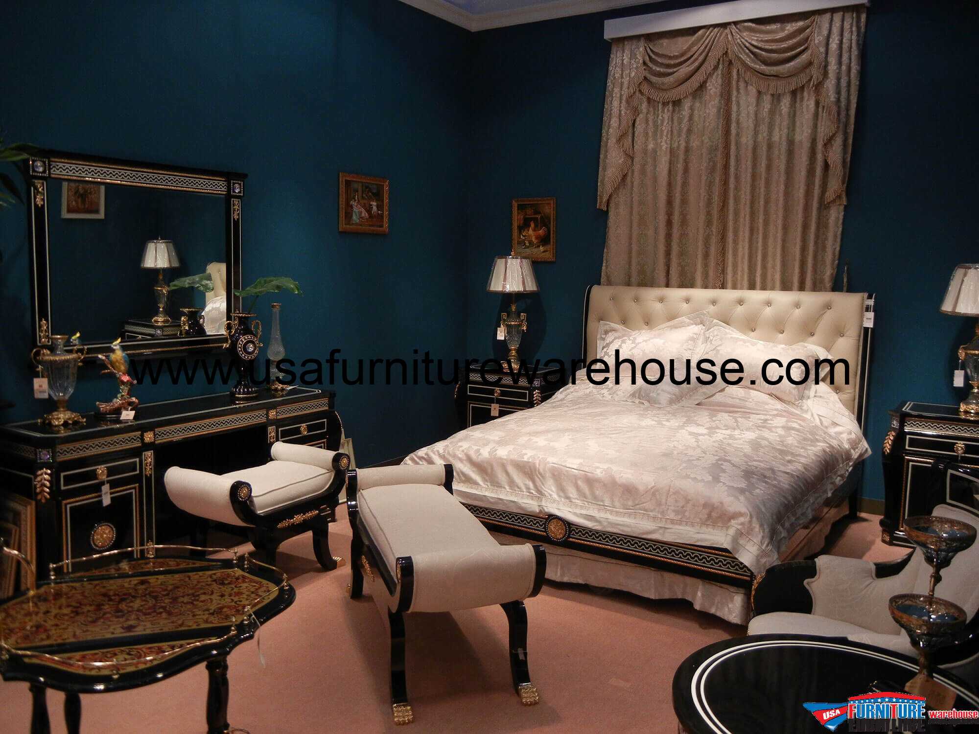 Swarovski Luxury Italian King Bedroom Suite - USA Furniture Warehouse