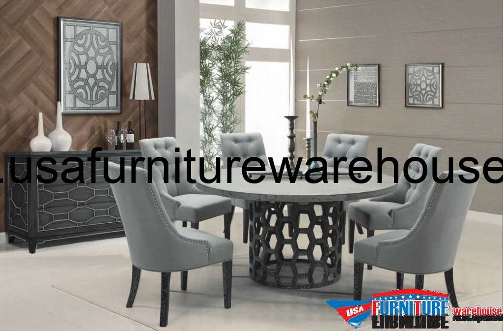 7 Piece Armen Living Centennial Round Dining Set Usa Furniture Armen Living Centennial Round Dining Collection
