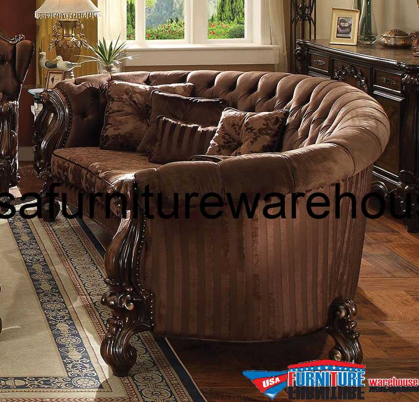 Versailles Curl Sofa Brown Velvet USA Furniture Warehouse