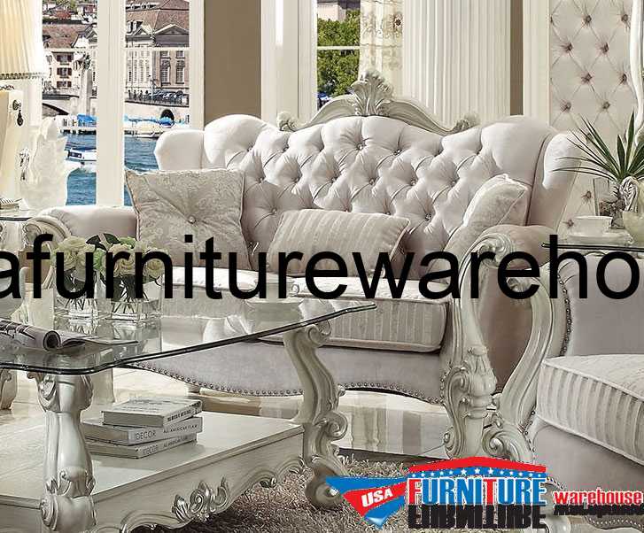 Versailles Sofa Upholstered Ivory Velvet USA Furniture Warehouse