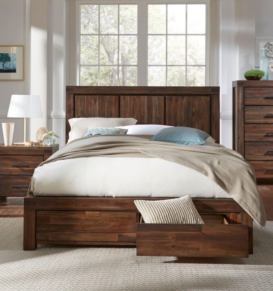 4 Piece Modus Meadow Solid Wood Storage Bedroom Set USA Furniture