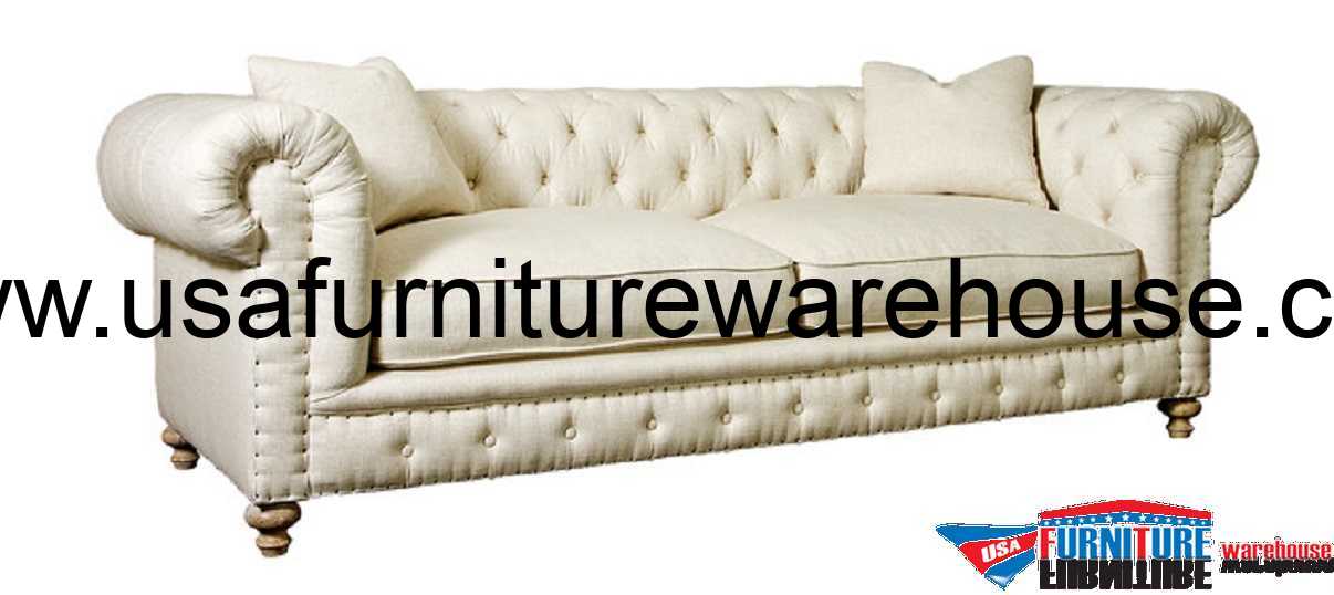 Spectra Home Greenwich Tufted Natural Fabric Sofa Usa Furniture Greenwich Tufted Natural Fabric Sofa