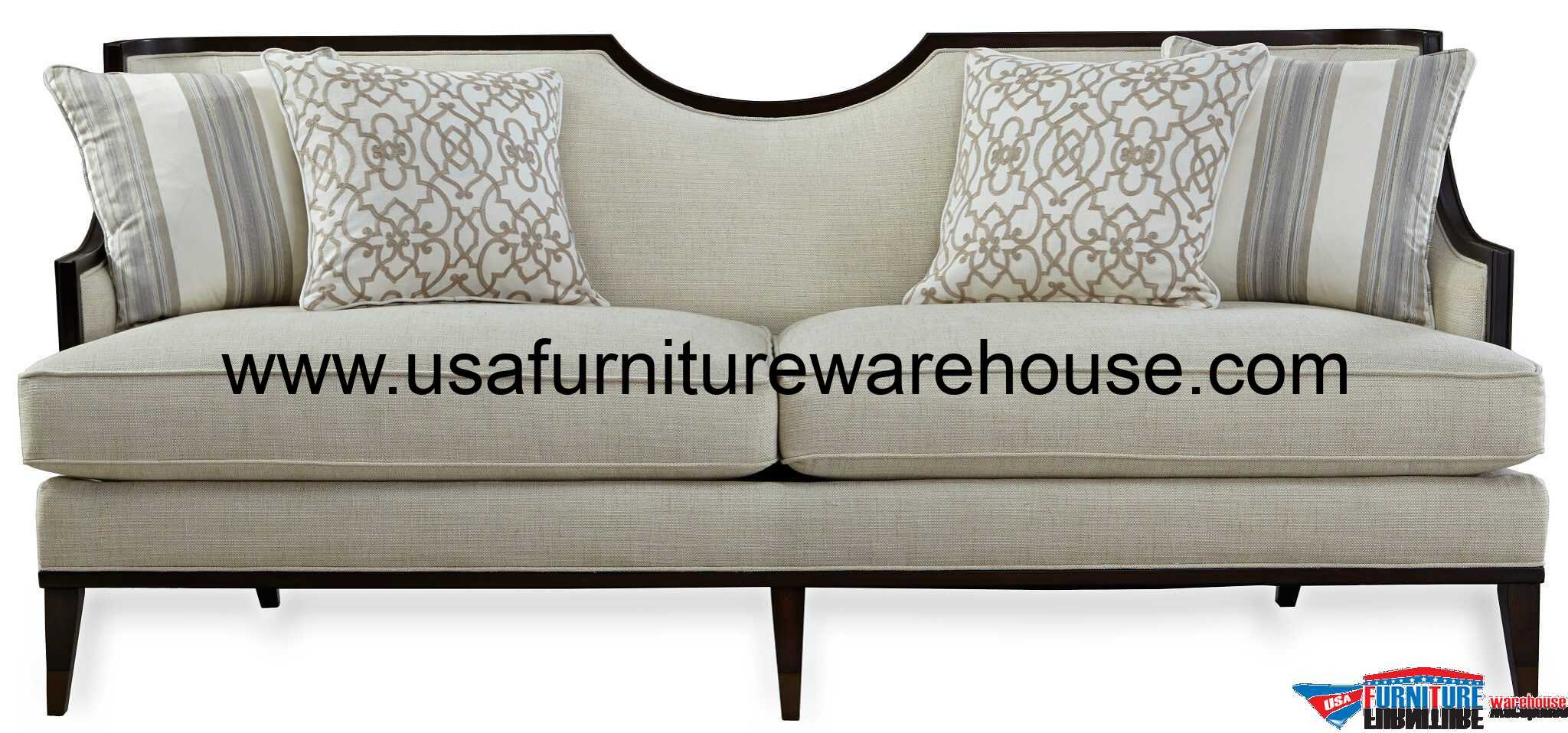 A.R.T Furniture Intrigue Harper Wood Trim Ivory Sofa USA Furniture