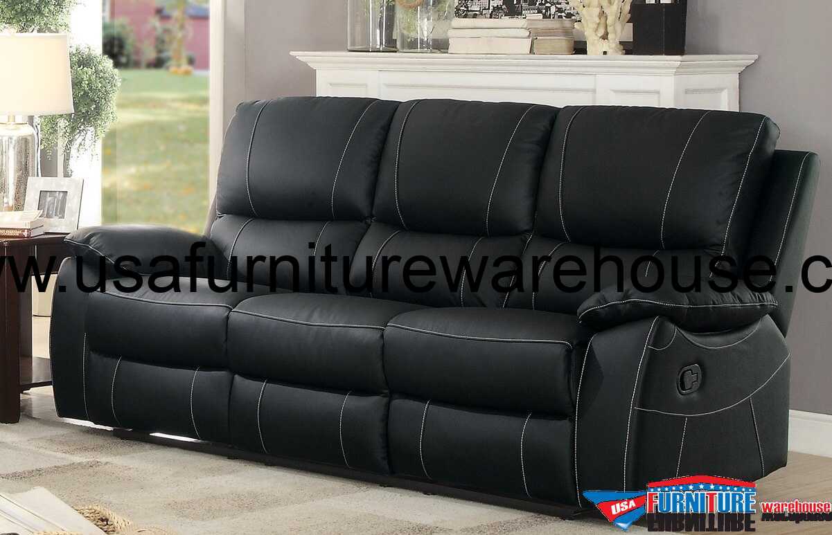 black leather reclining sofa