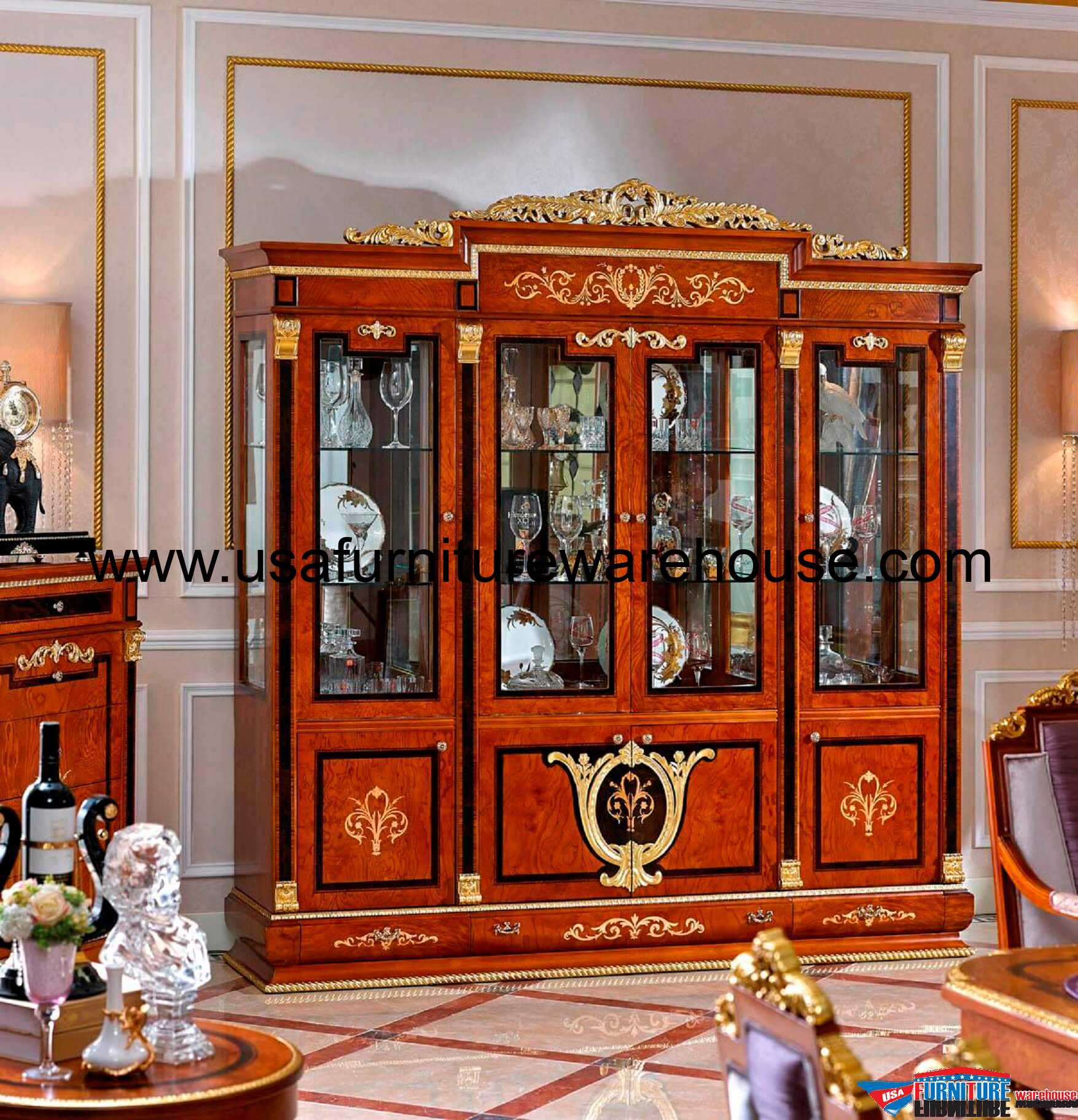 European Luxury Collection 4Door Showcase USA Furniture
