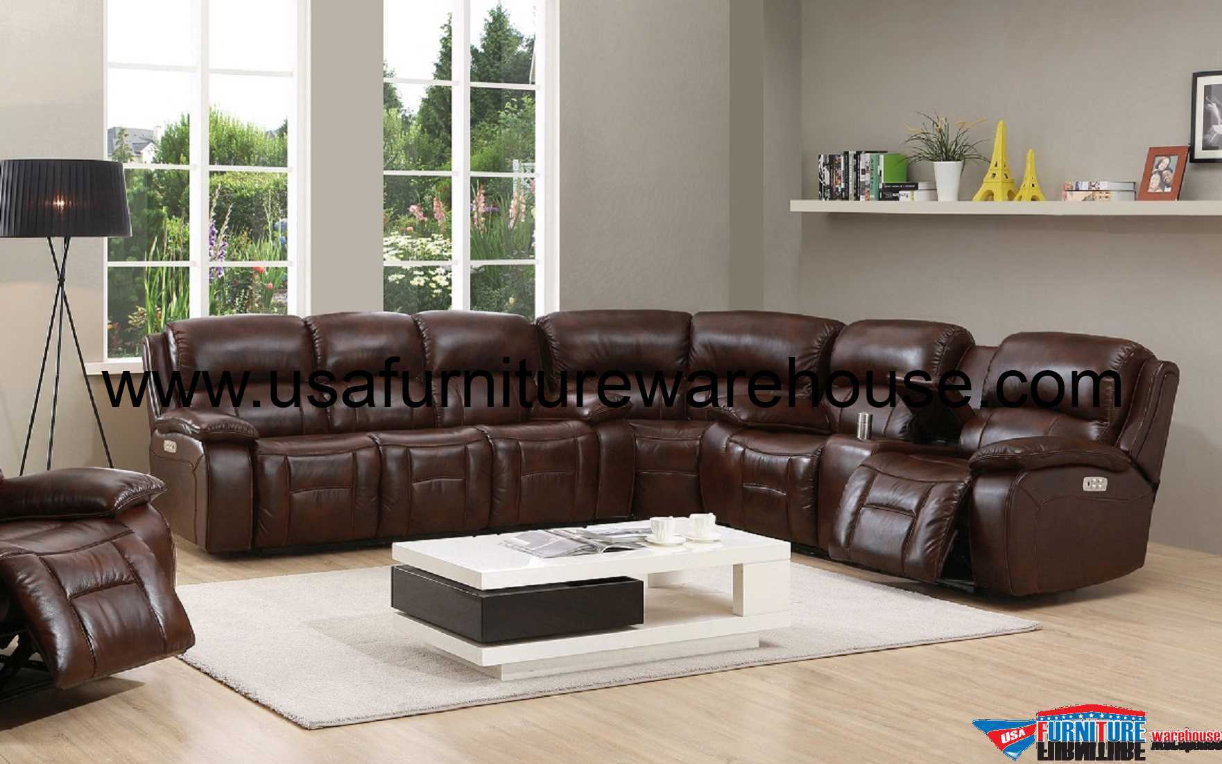 leather power reclining with articulating headrest sectional sofa