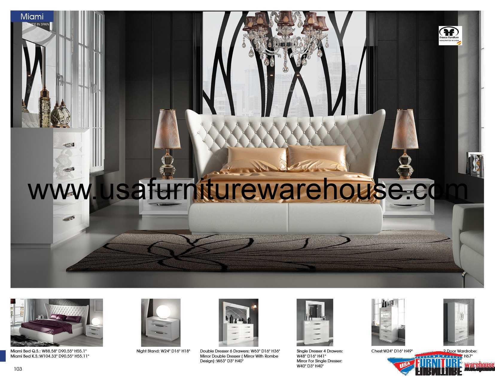 5 Piece Miami Modern Bedroom Set Made In Spain Usa Furniture Warehouse