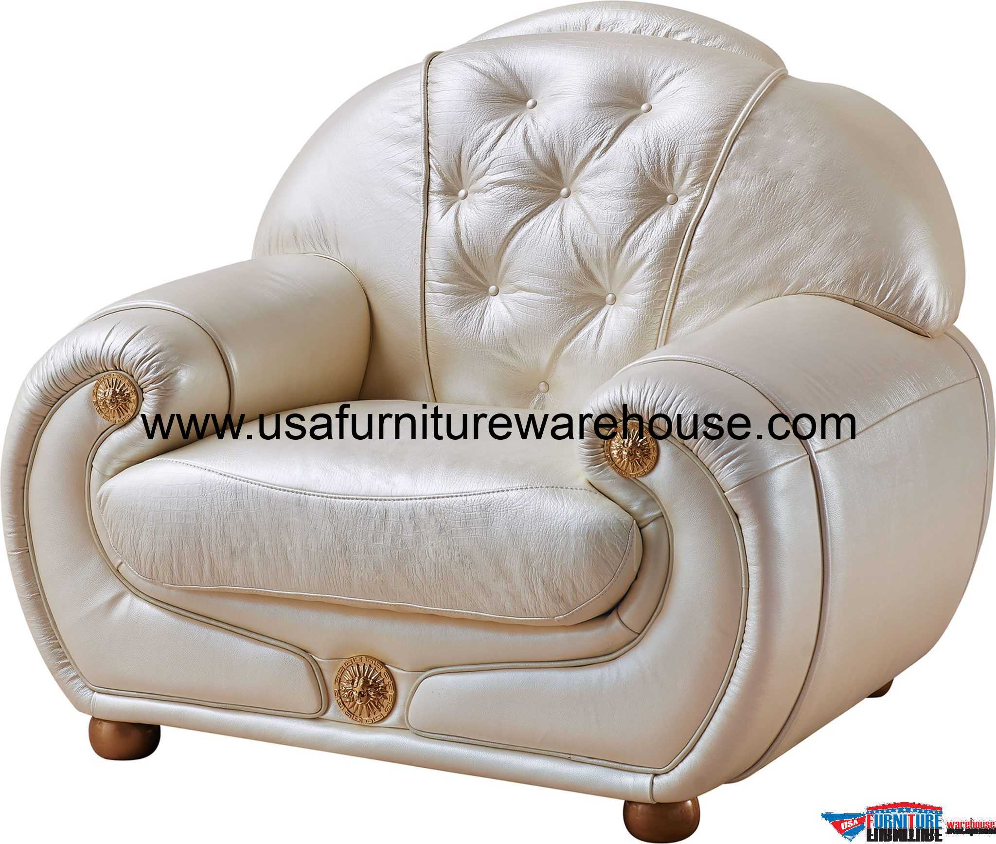 Giza Ivory Full Italian Leather Chair USA Furniture Warehouse