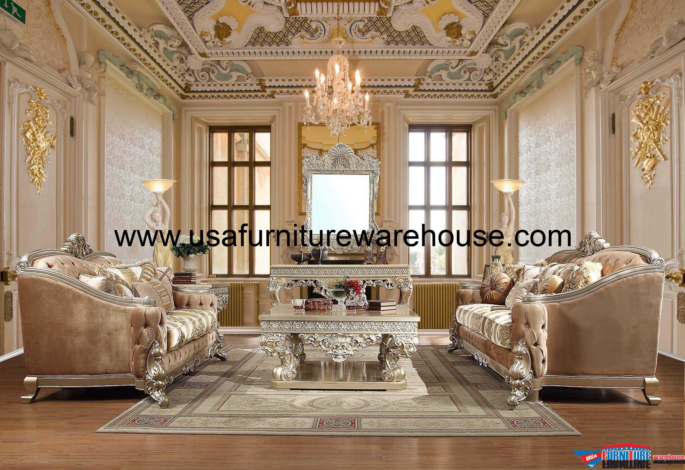 HD820 Homey Design Royal Palace Sofa USA Furniture Warehouse