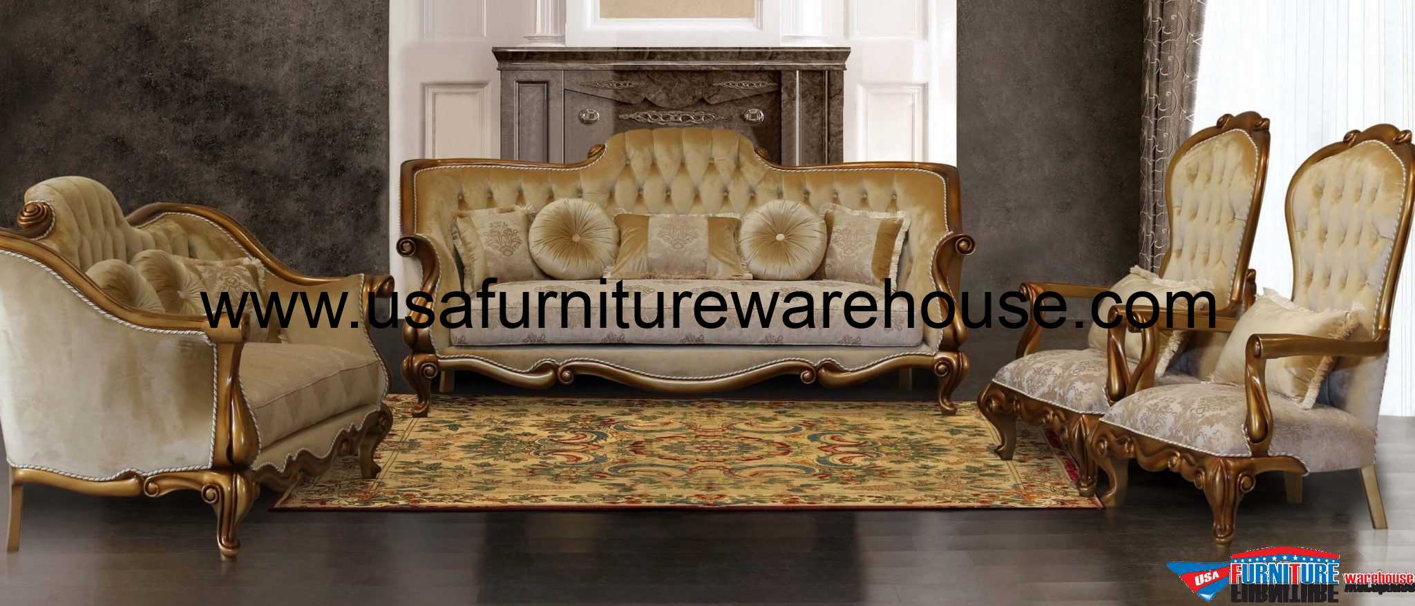 European Furniture Carlotta Sofa Set - USA Furniture Warehouse