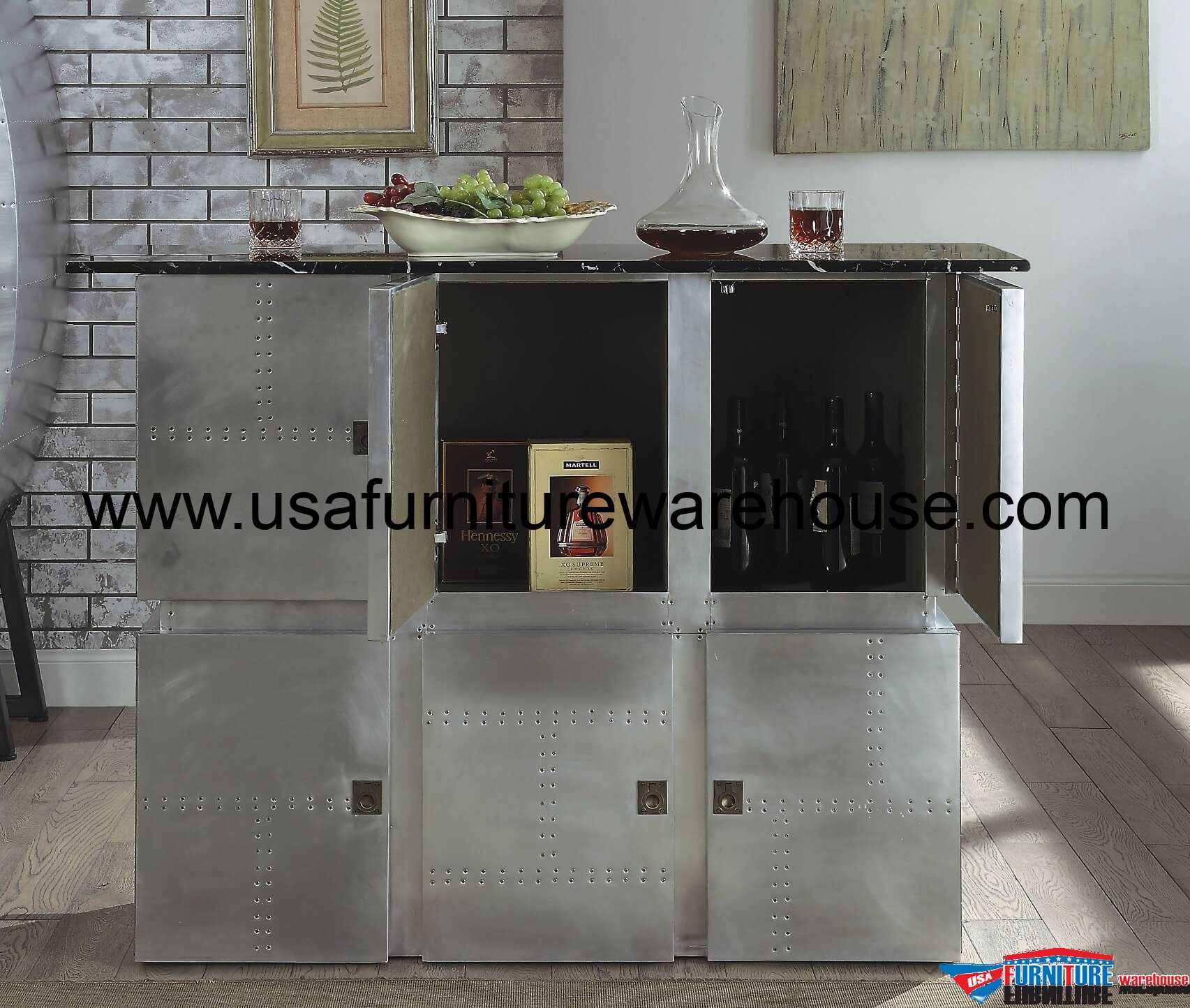 Brancaster Black Marble Top Bar Table USA Furniture Warehouse