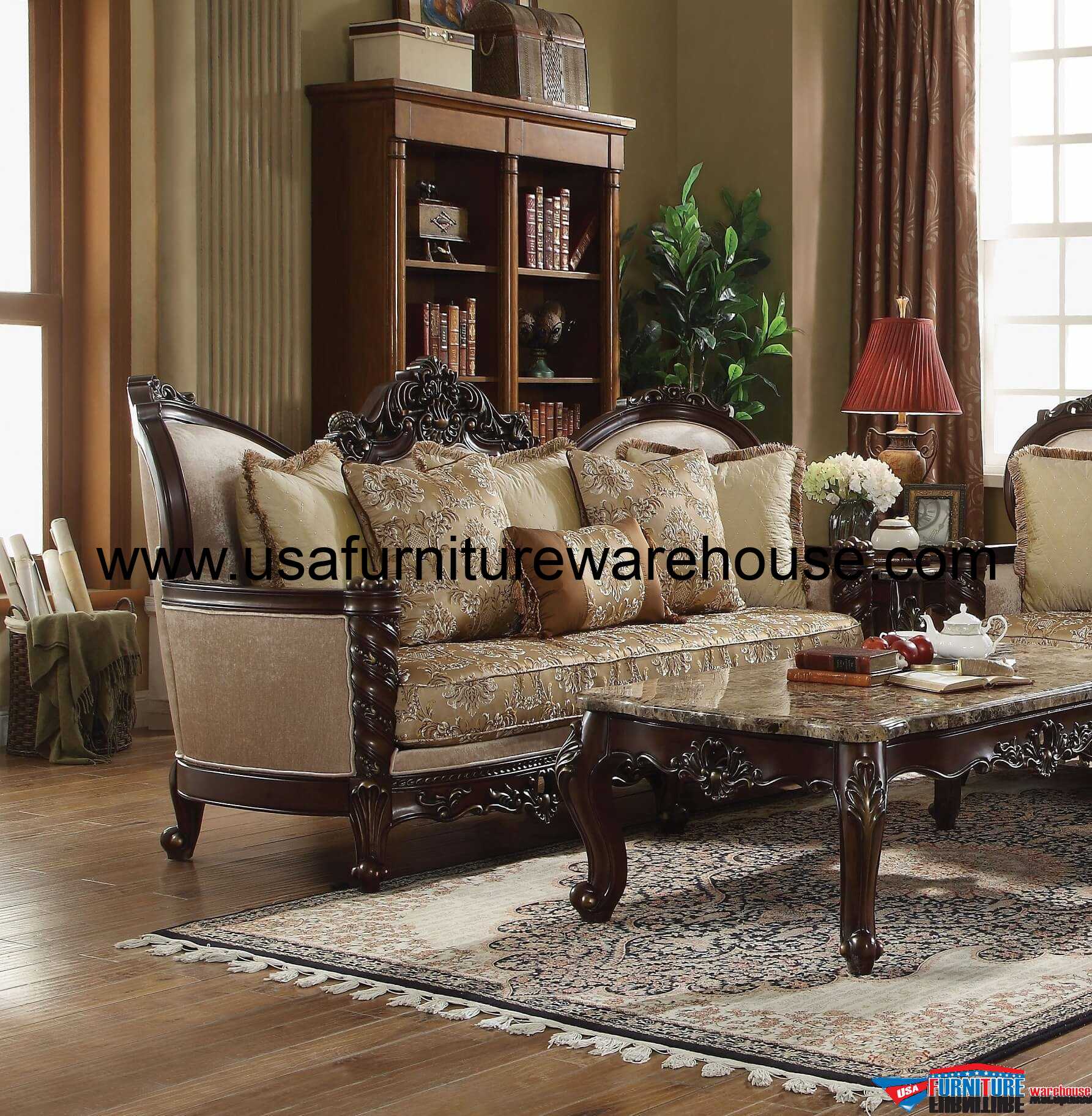 Traditional Sofa With Wood Trim Baci Living Room